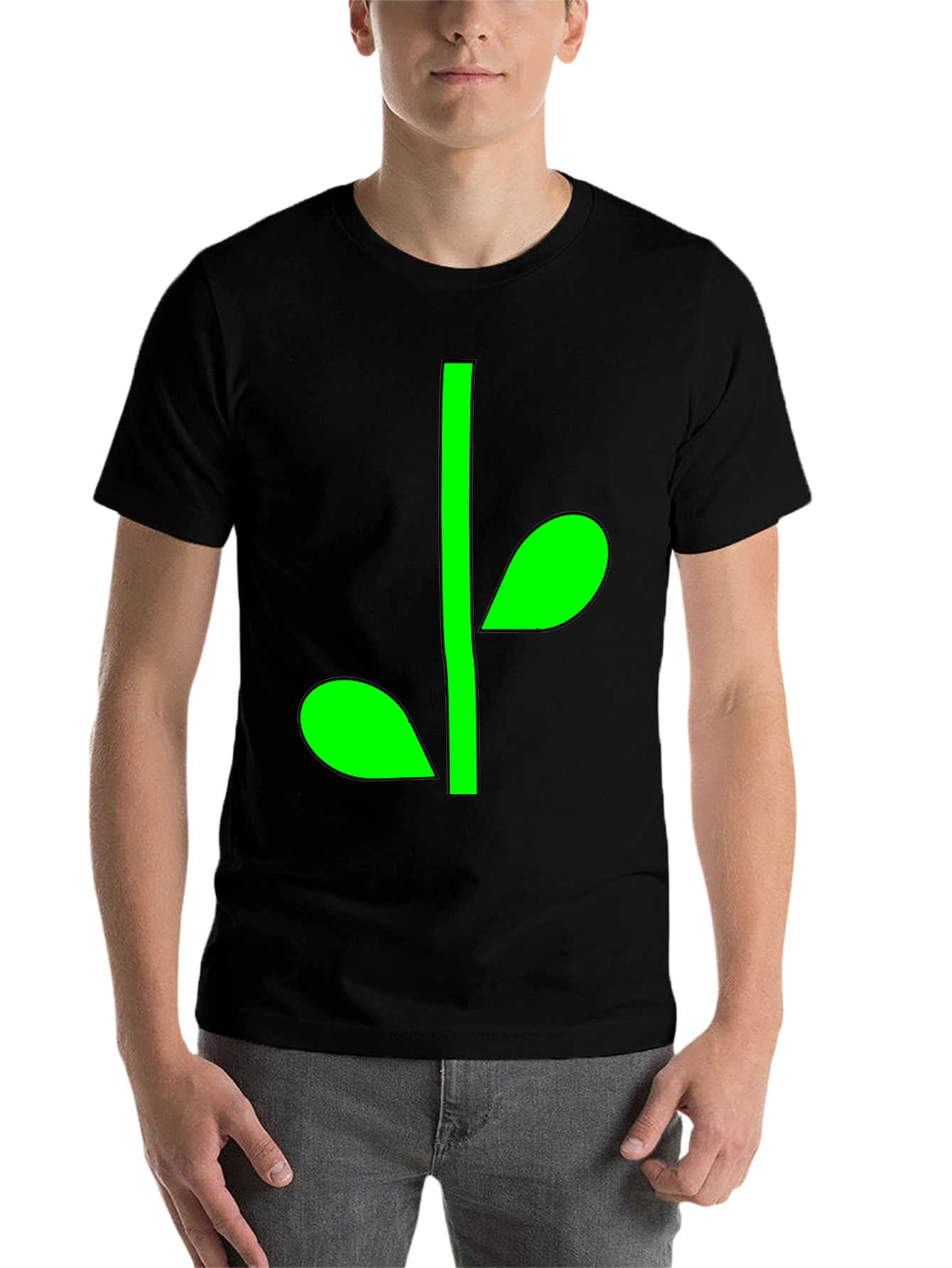 Green Sprout Graphic Black T-Shirt