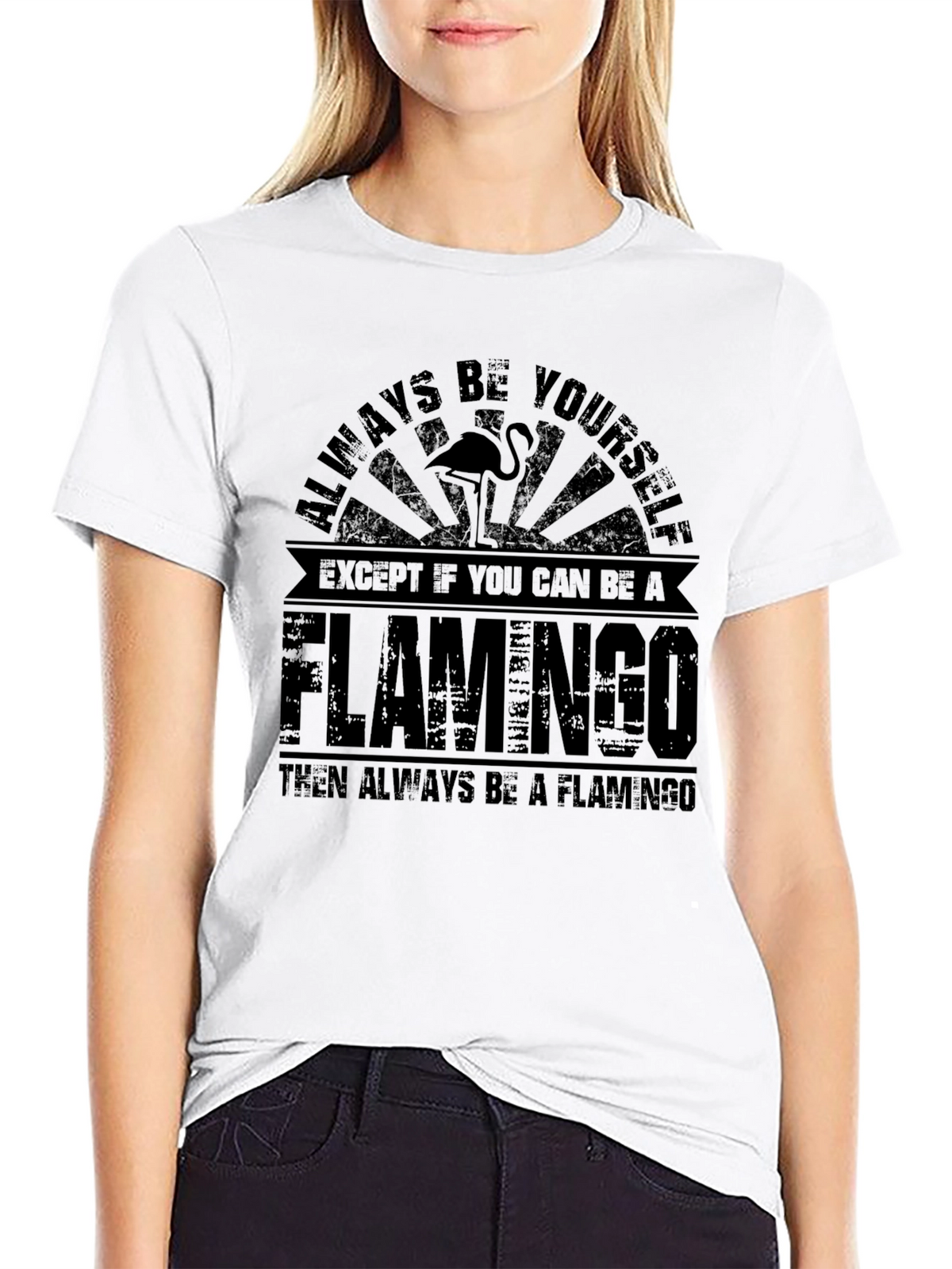 Be a Flamingo Black Graphic T-Shirt