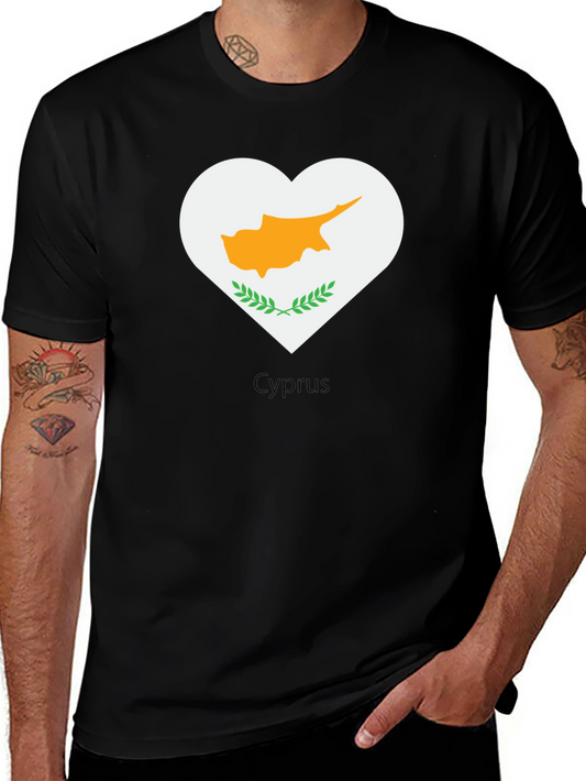 Cyprus Heart Flag Graphic Tee - Black