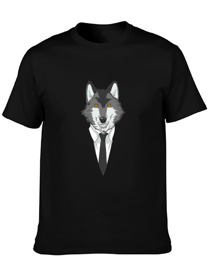Wolf in Suit Graphic Tee - Mens Black T-Shirt