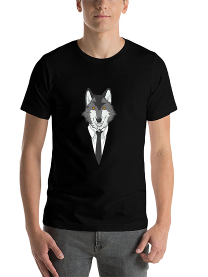 Wolf in Suit Graphic Tee - Mens Black T-Shirt