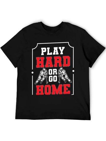 Play Hard Hockey T-Shirt - Black Cotton Graphic Tee