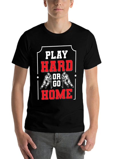 Play Hard Hockey T-Shirt - Black Cotton Graphic Tee