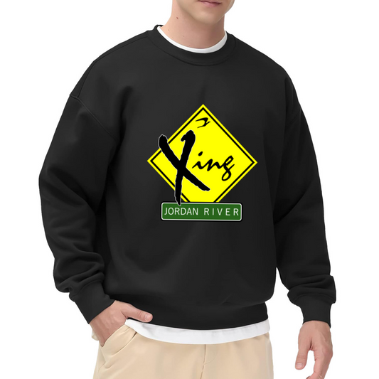 Jordan River Xing Christian Road Sign Crewneck Sweatshirt