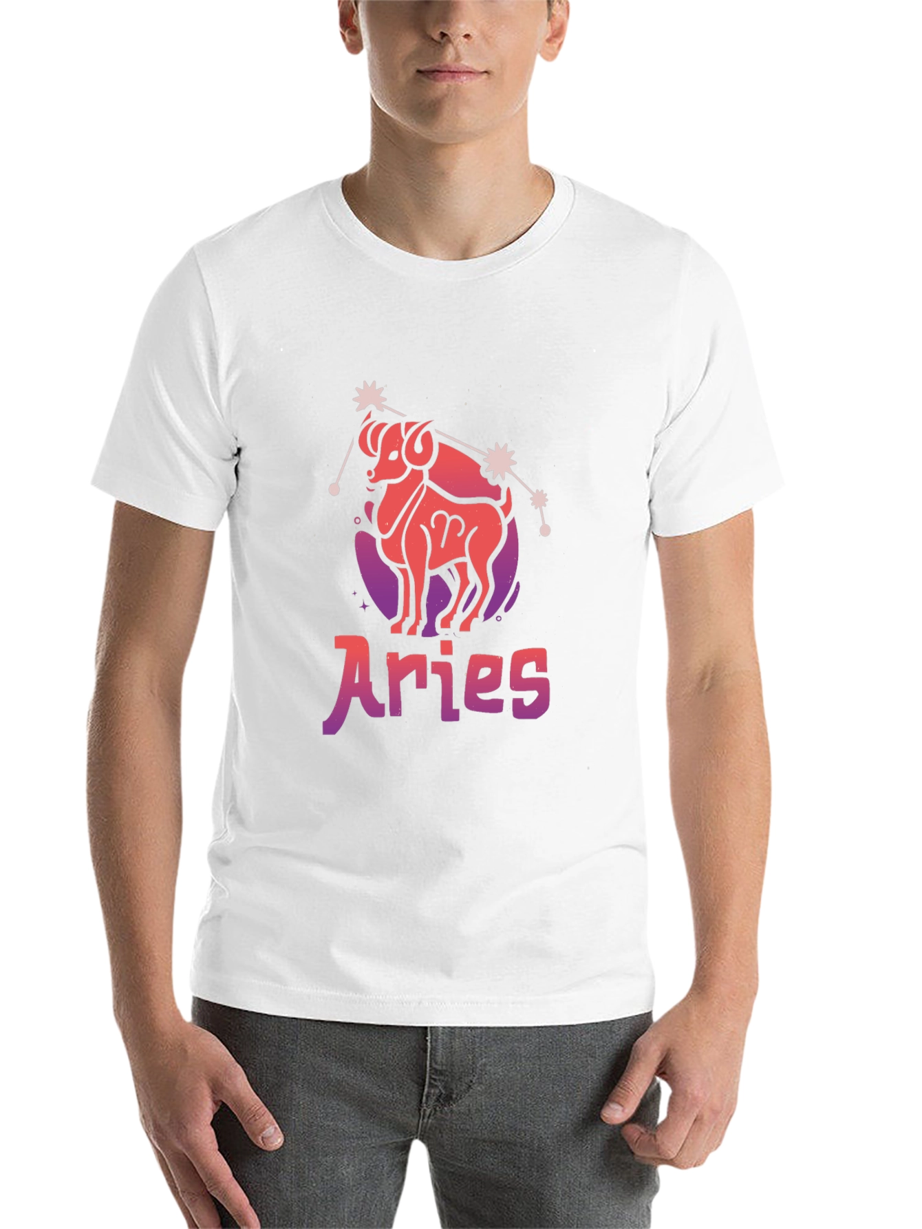 Aries Zodiac Graphic T-Shirt - Black Cotton Tee
