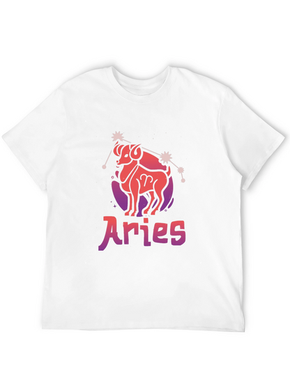 Aries Zodiac Graphic T-Shirt - Black Cotton Tee