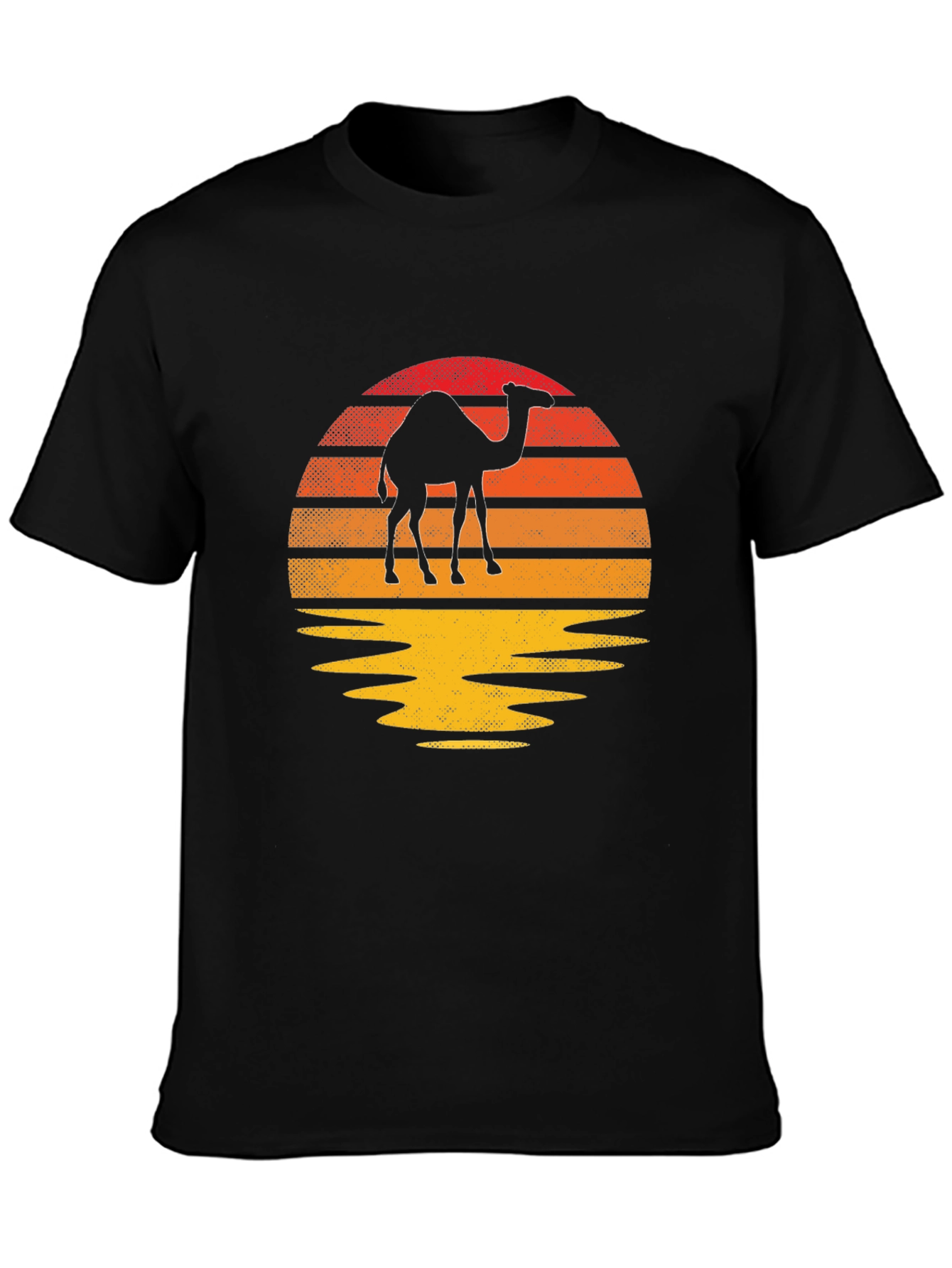 Camel Sunset Graphic Tee - Retro Style