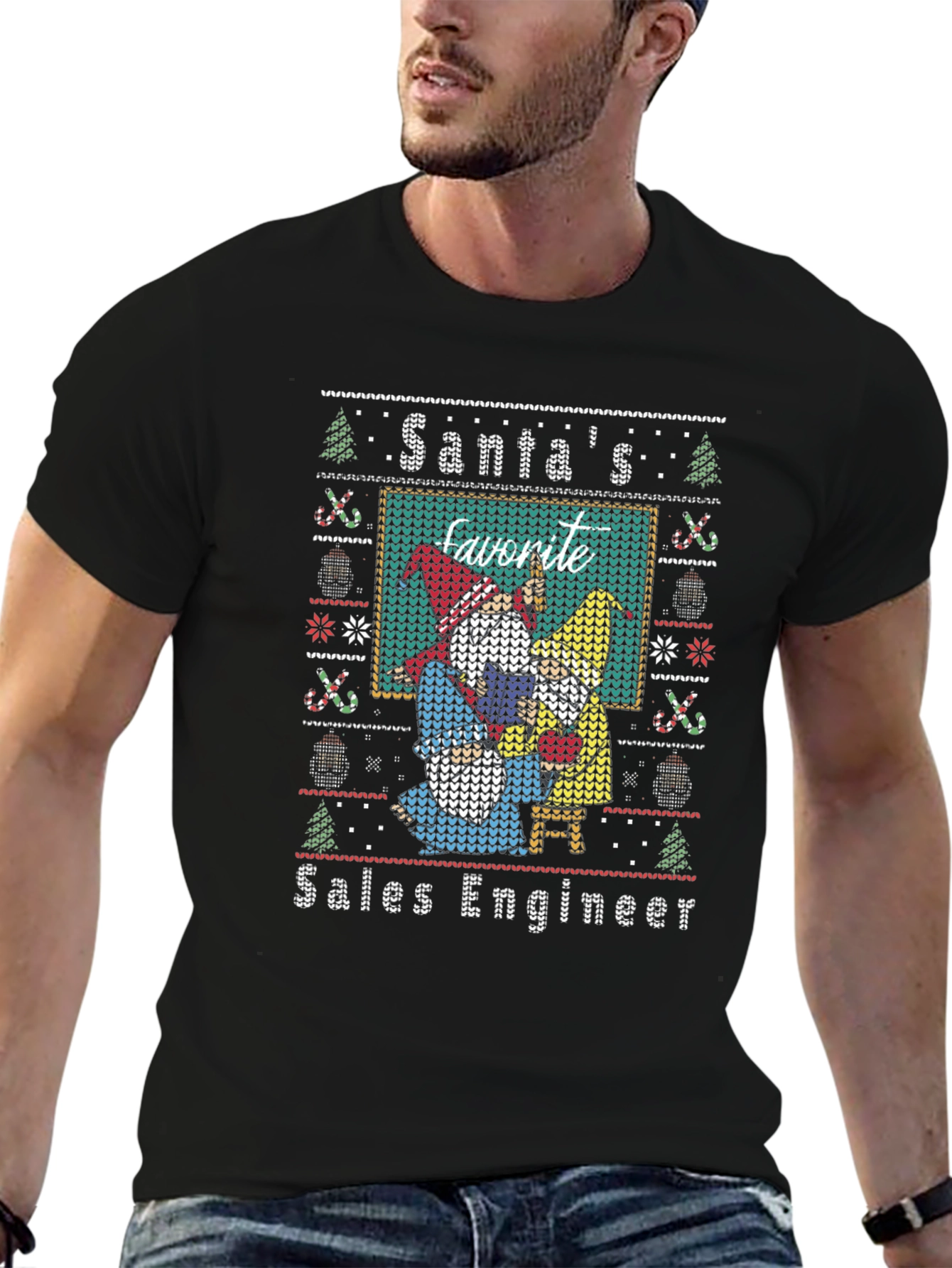 Santas Favorite Sales Engineer Ugly Christmas Sweater T-Shirt
