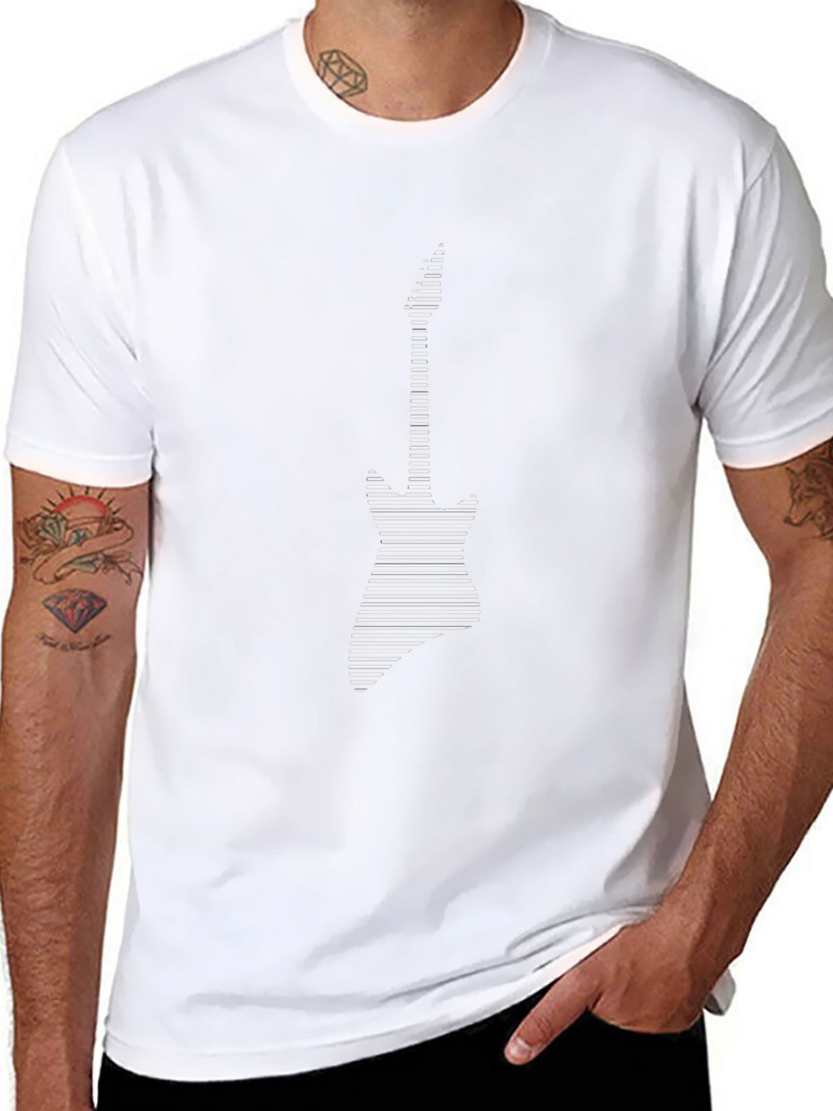 Stripped Electric Guitar Graphic Tee - Black