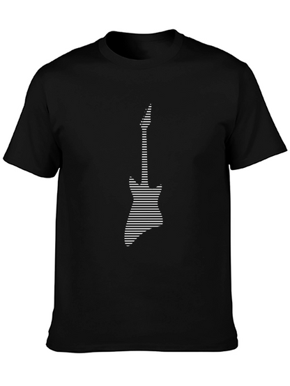 Stripped Electric Guitar Graphic Tee - Black