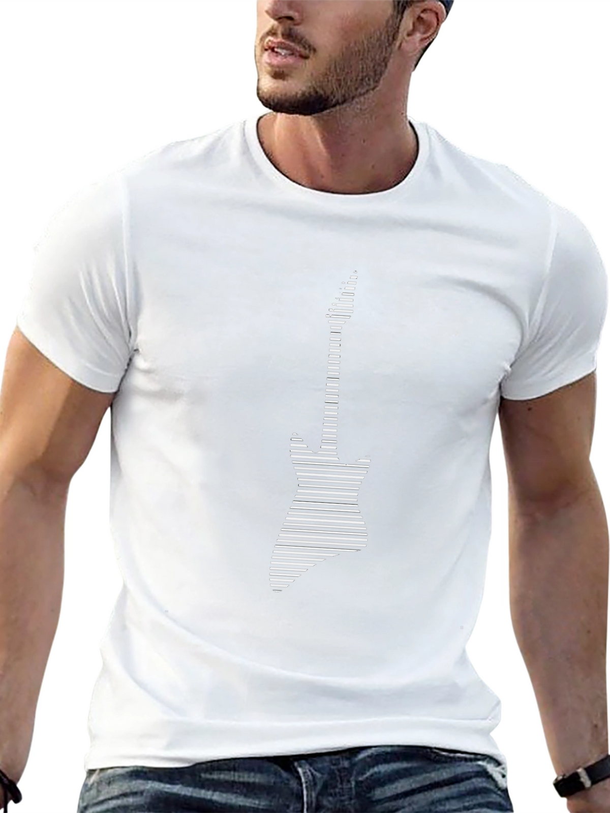 Stripped Electric Guitar Graphic Tee - Black
