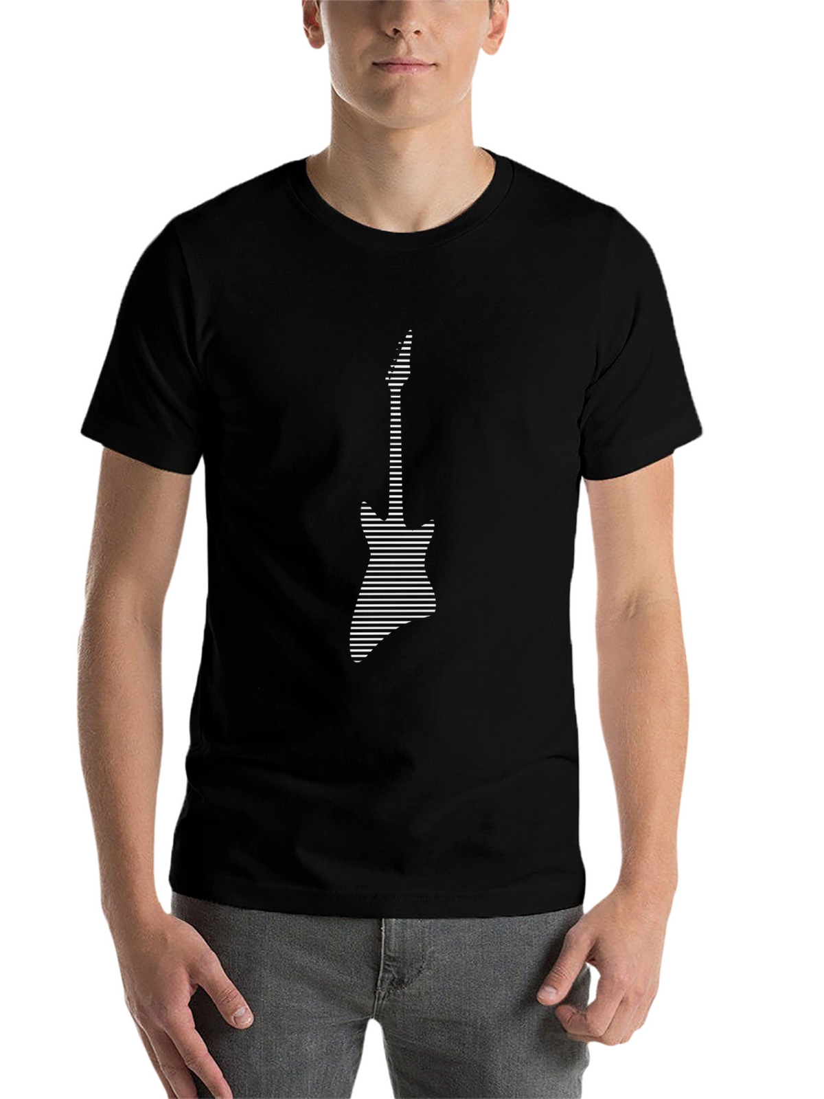 Stripped Electric Guitar Graphic Tee - Black