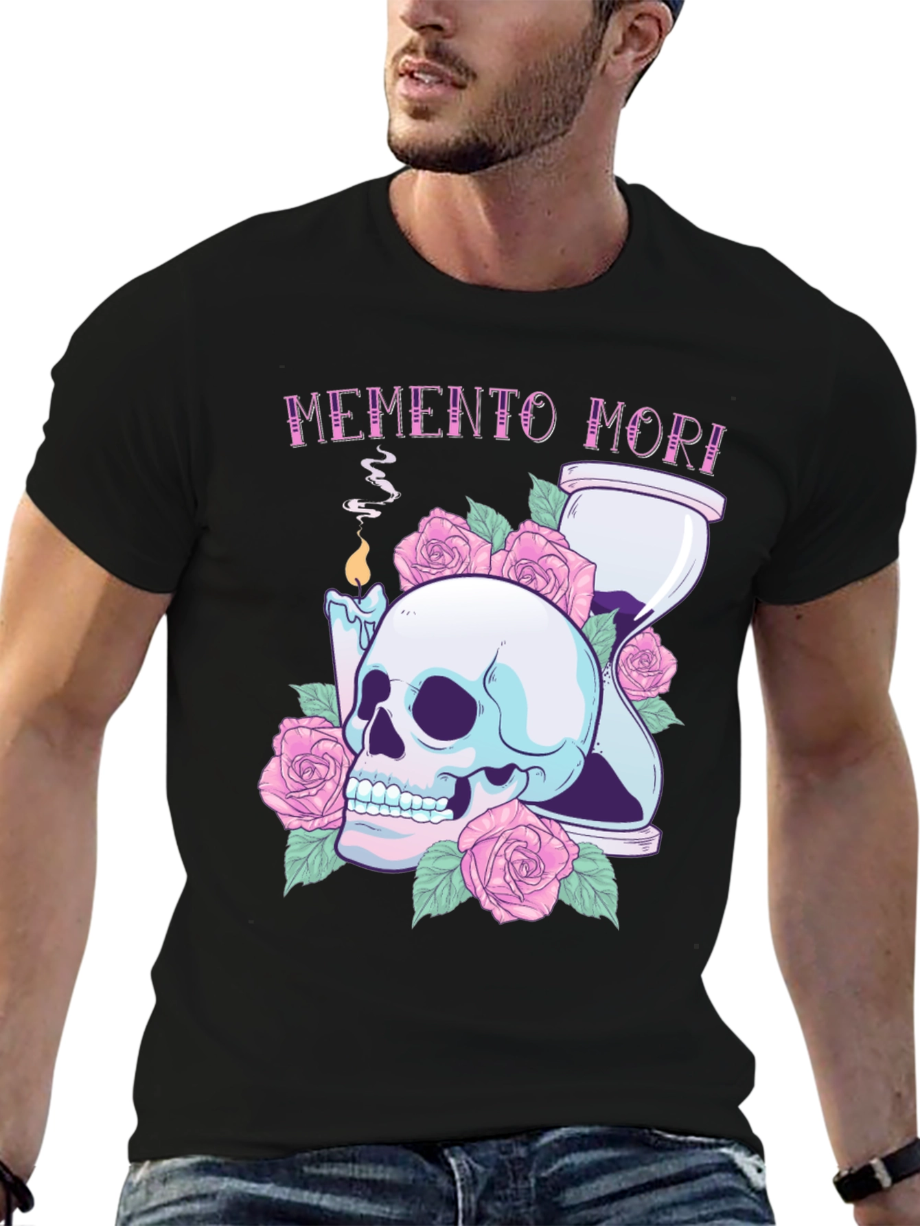 Memento Mori Skull & Roses Graphic Tee