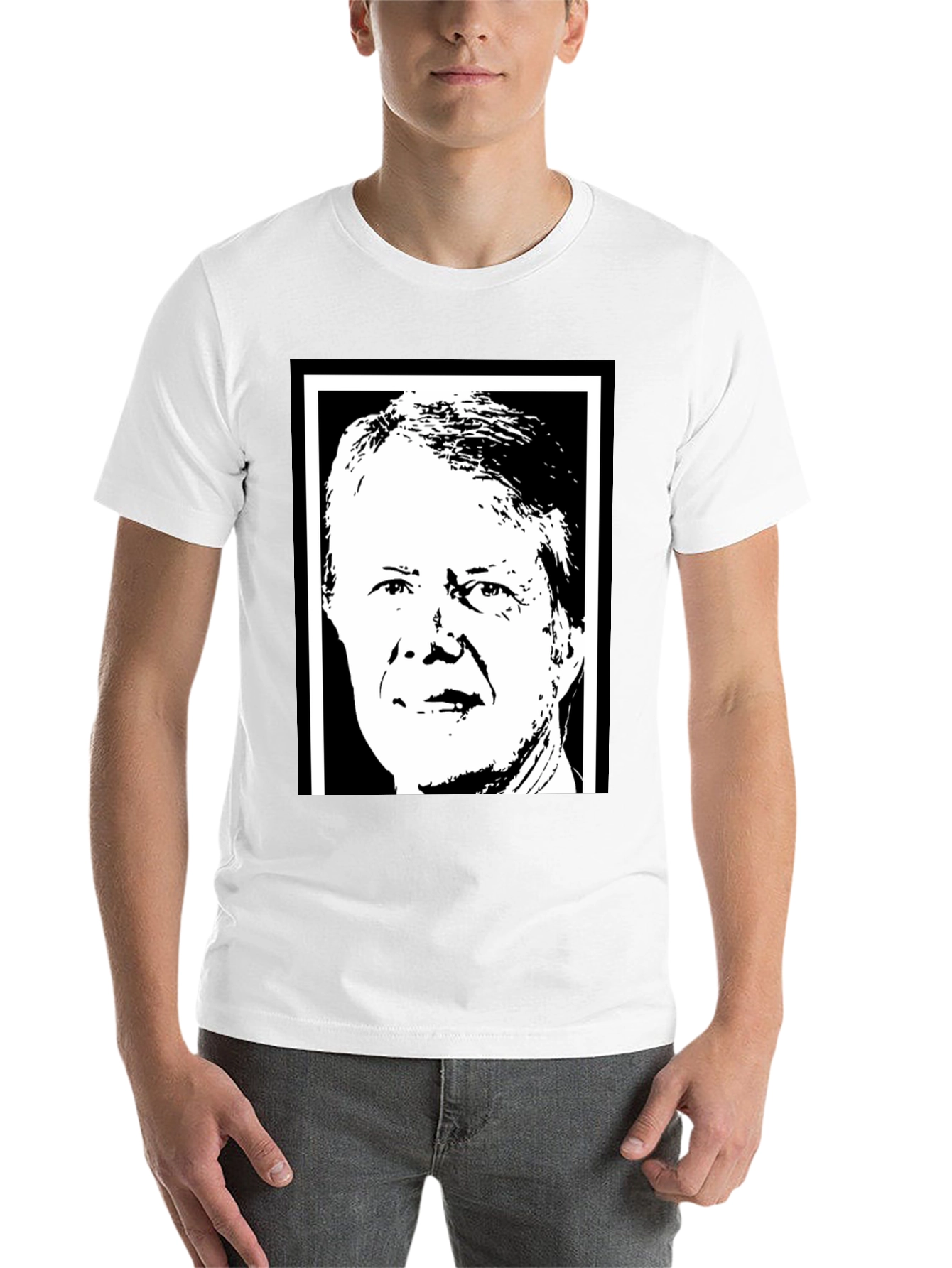 Jimmy Carter Portrait Graphic T-Shirt - Black