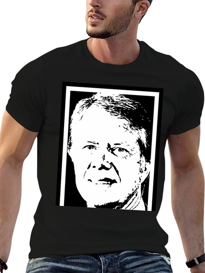 Jimmy Carter Portrait Graphic T-Shirt - Black