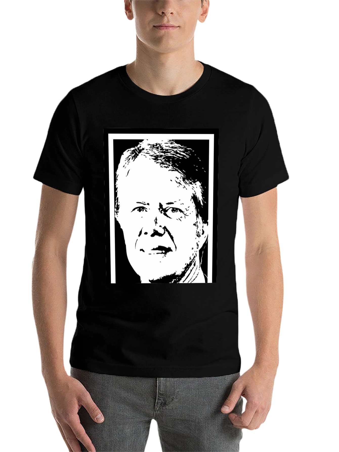 Jimmy Carter Portrait Graphic T-Shirt - Black