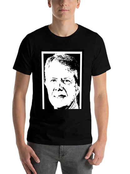 Jimmy Carter Portrait Graphic T-Shirt - Black