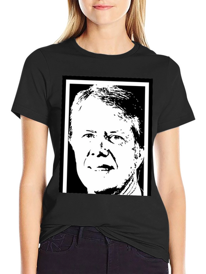 Jimmy Carter Portrait Graphic T-Shirt - Black