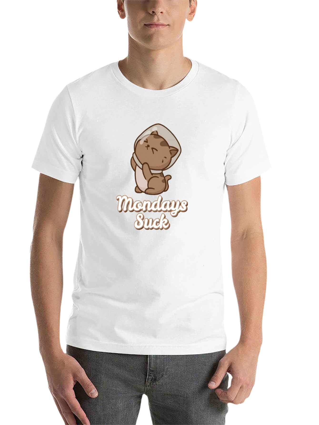 Mondays Suck Funny Cat Cone T-Shirt