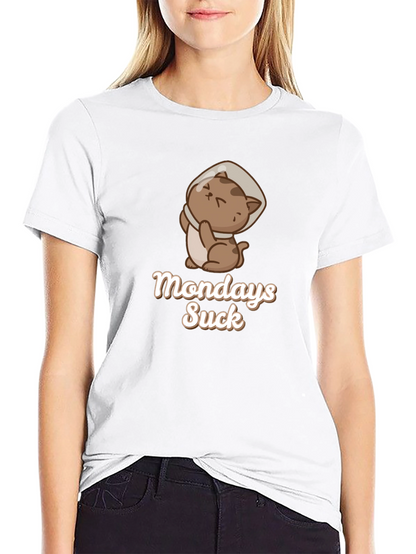Mondays Suck Funny Cat Cone T-Shirt