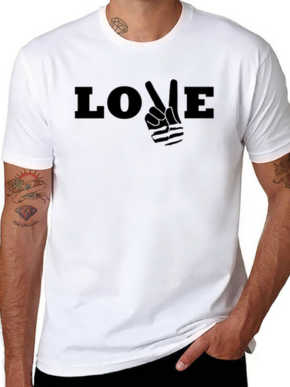 Love Peace Sign Graphic Mens T-Shirt