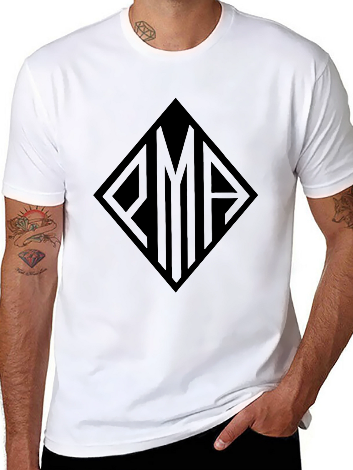 Black Tee with Geometric Graphic