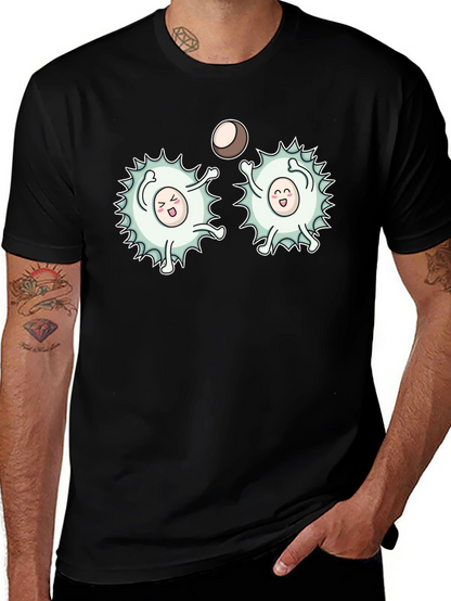 Funny White Blood Cells Playing Ball Black T-Shirt
