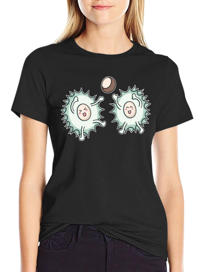 Funny White Blood Cells Playing Ball Black T-Shirt