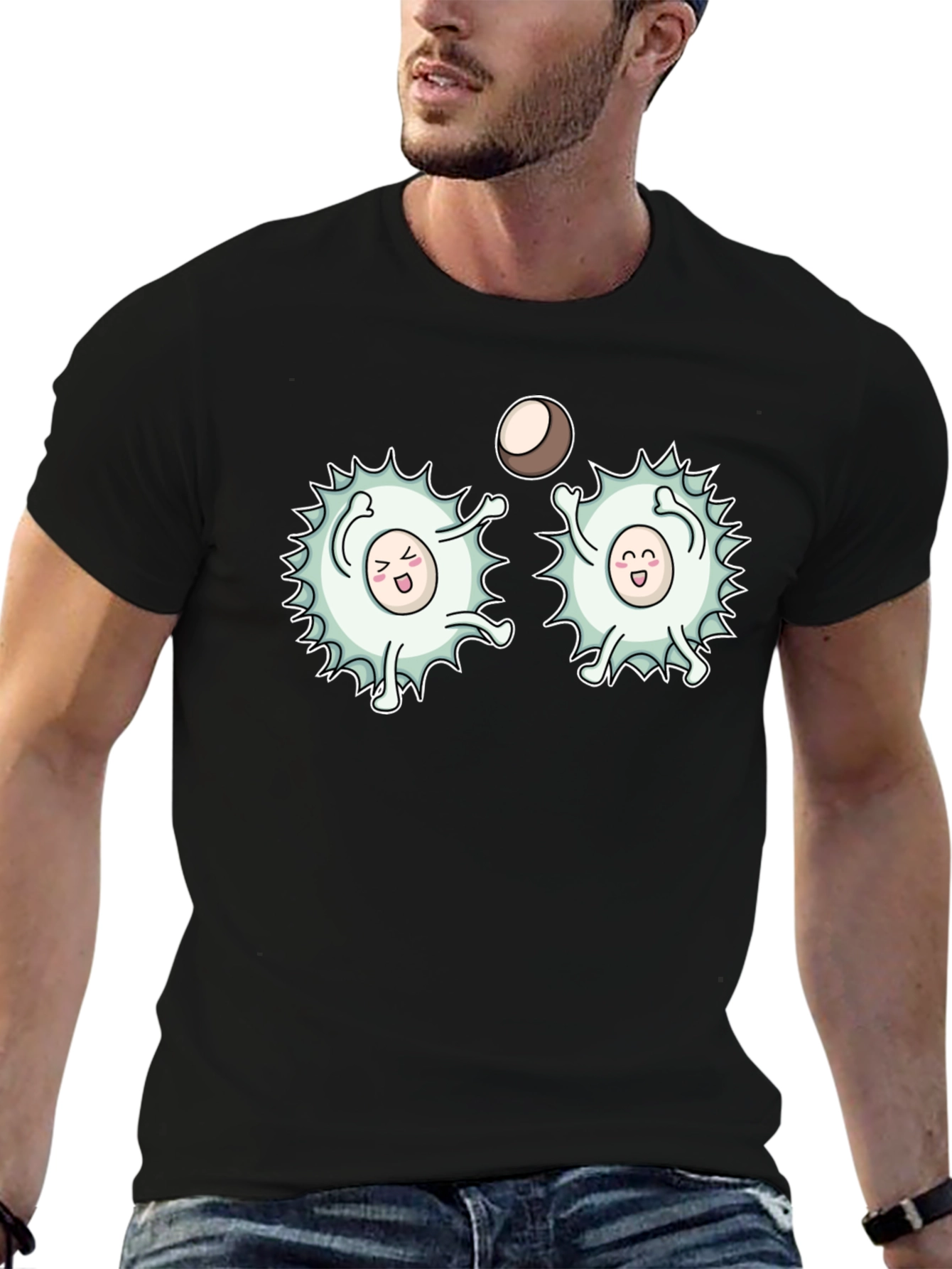 Funny White Blood Cells Playing Ball Black T-Shirt