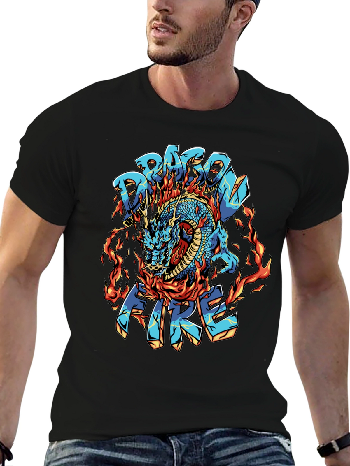 Dragon Fire Graphic Black T-Shirt
