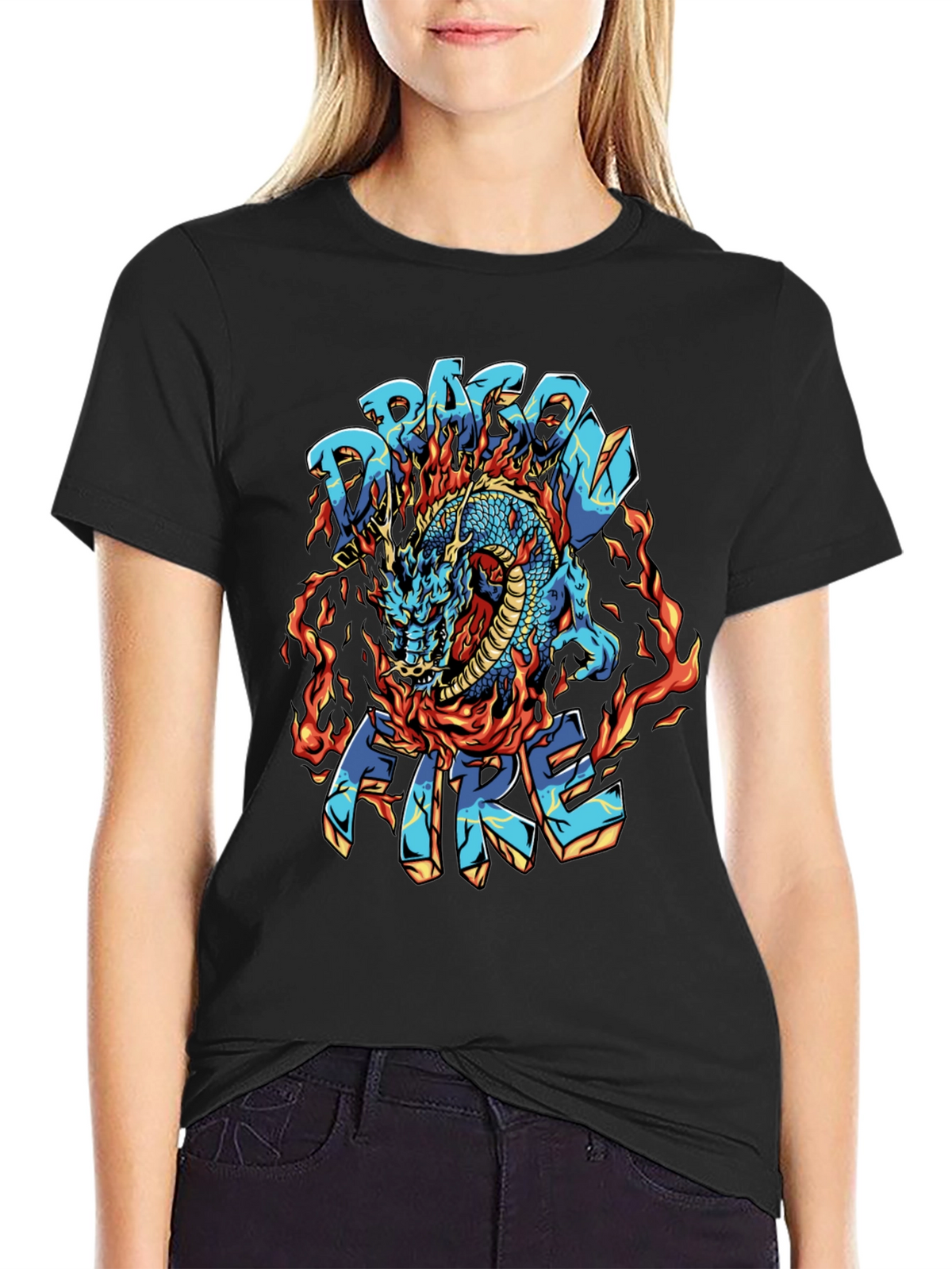 Dragon Fire Graphic Black T-Shirt