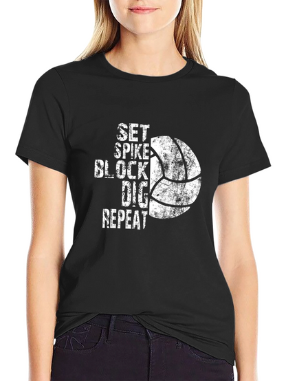 Volleyball T-Shirt: Set Spike Block Dig Repeat