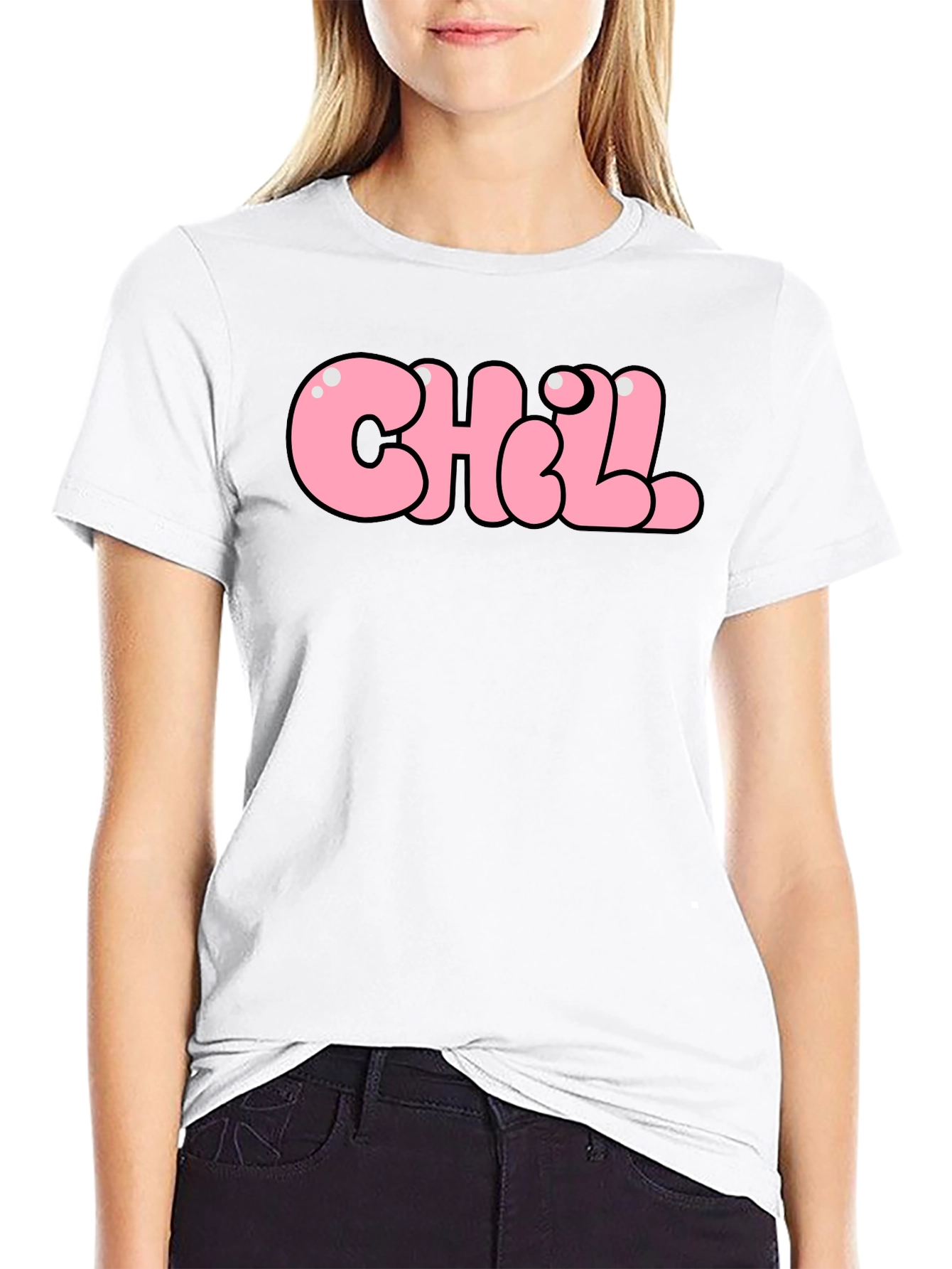 Chill Bubble Letter Graphic Tee - Black