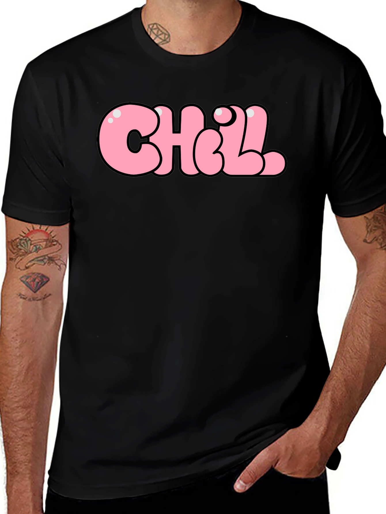Chill Bubble Letter Graphic Tee - Black