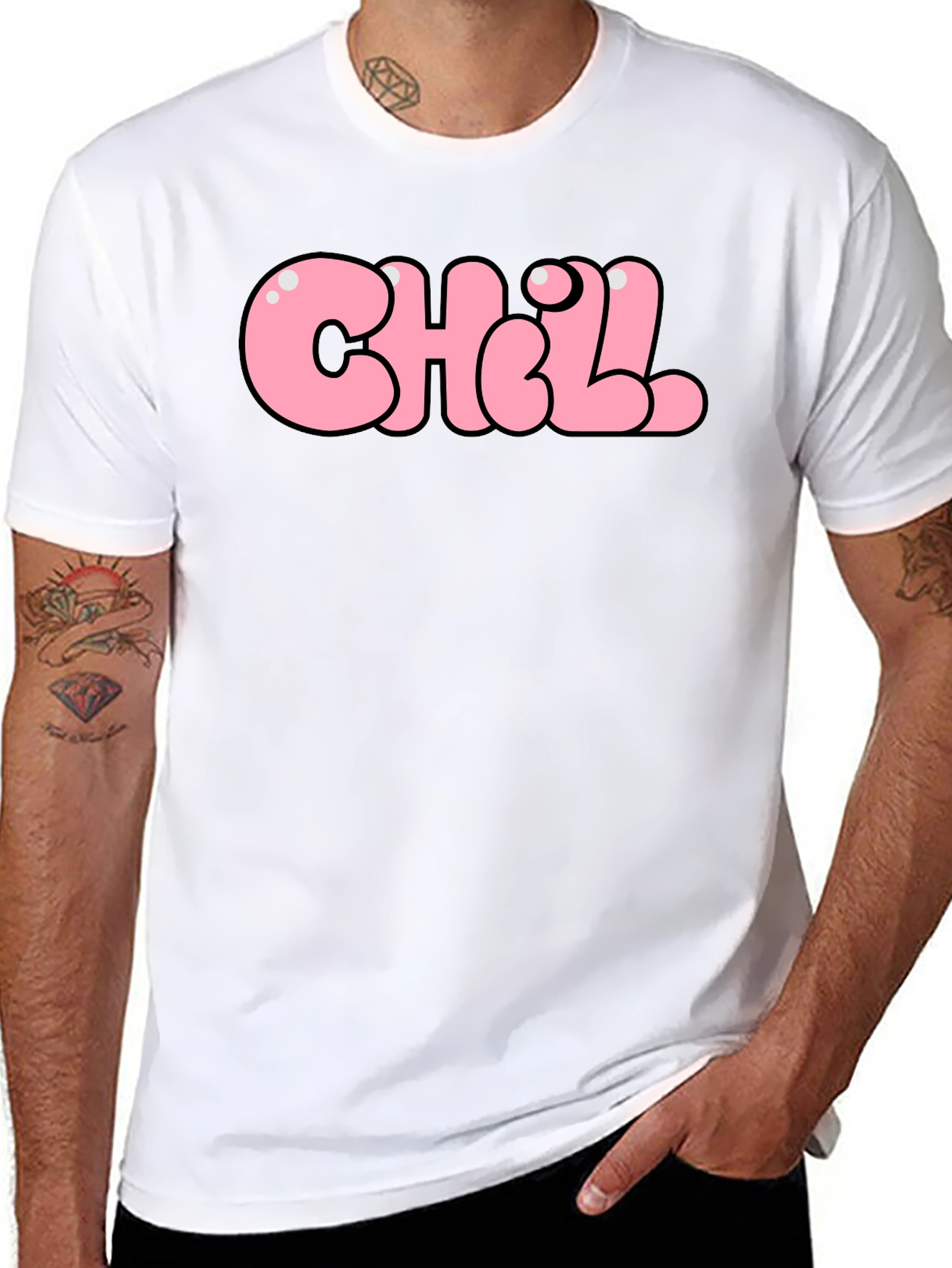 Chill Bubble Letter Graphic Tee - Black