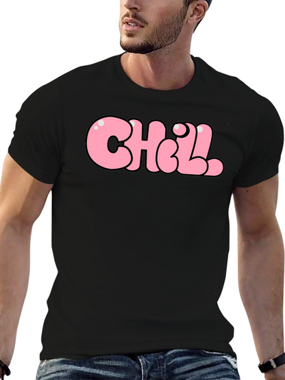Chill Bubble Letter Graphic Tee - Black