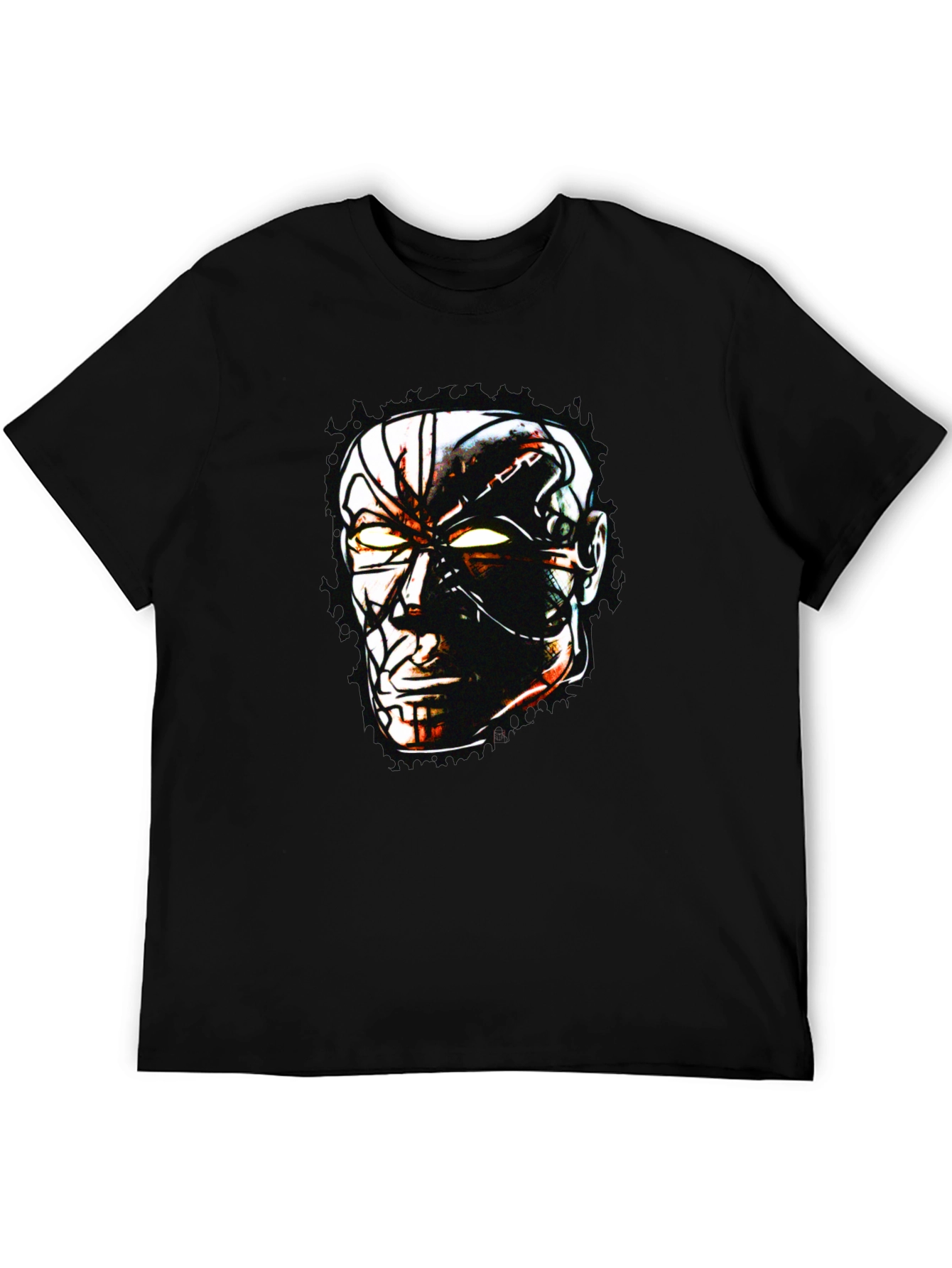 Sci-Fi Cyborg Graphic Print Black T-Shirt