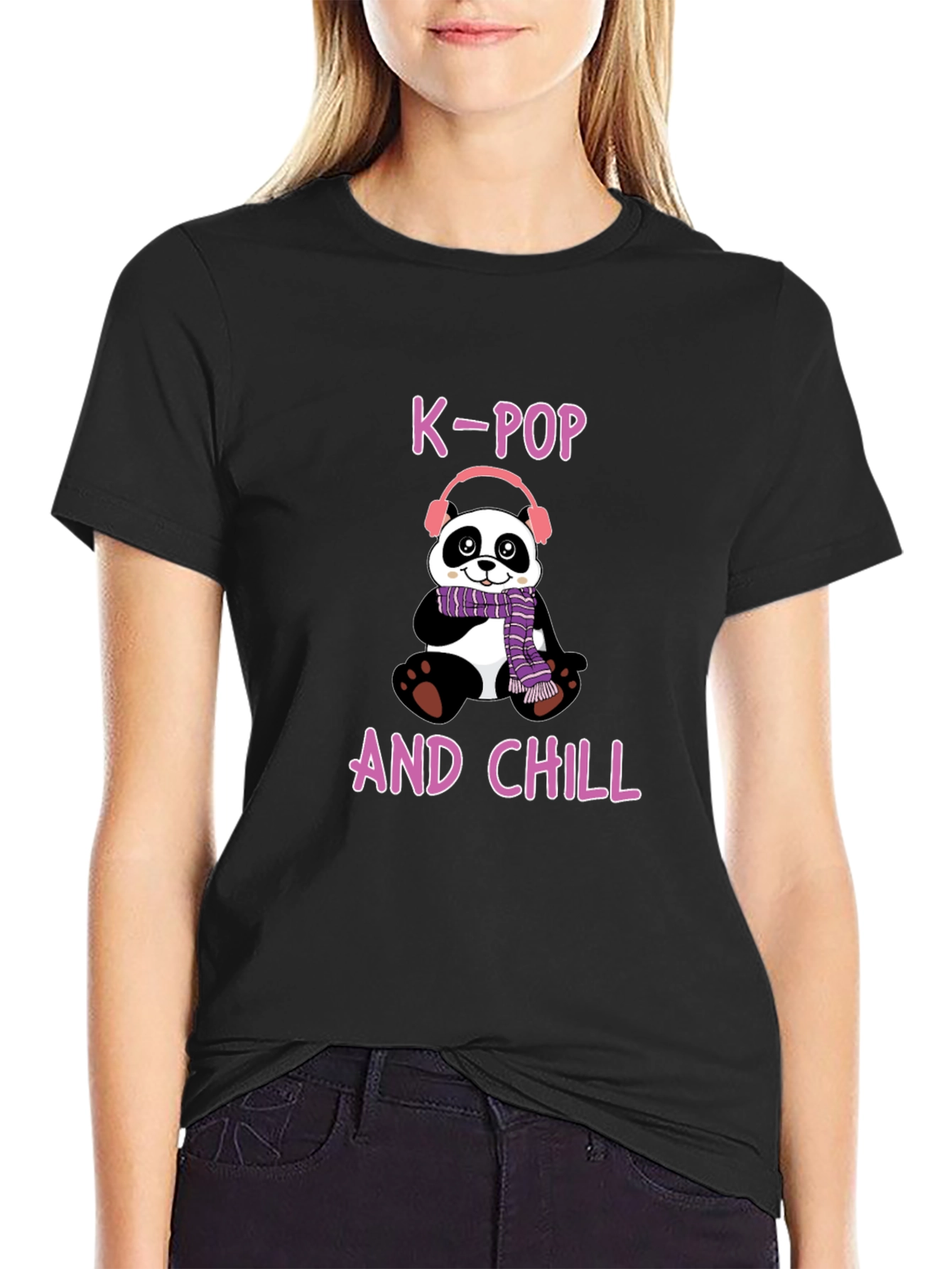 K-Pop and Chill Panda T-Shirt - Fun Music Tee