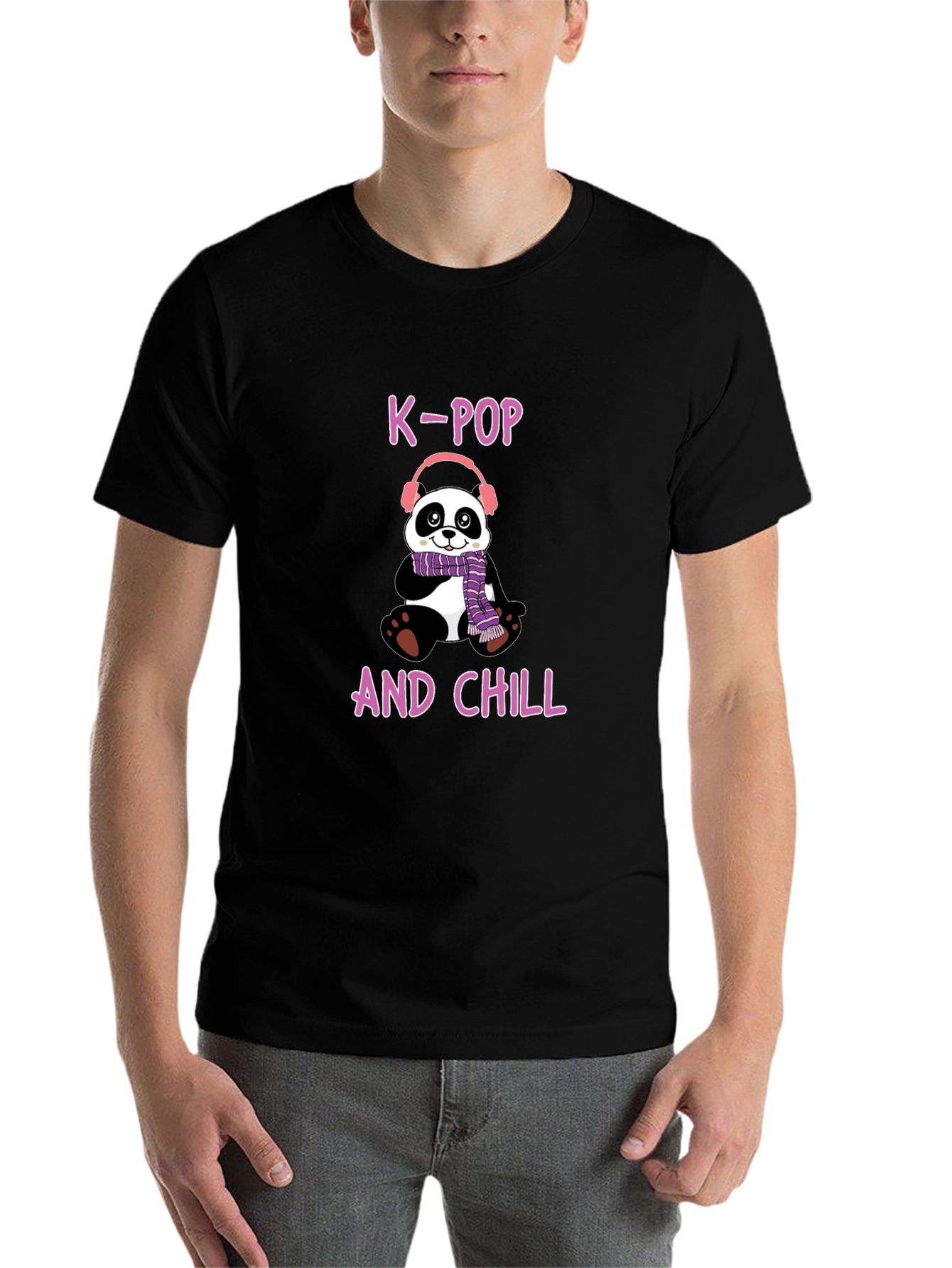 K-Pop and Chill Panda T-Shirt - Fun Music Tee