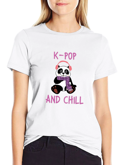 K-Pop and Chill Panda T-Shirt - Fun Music Tee