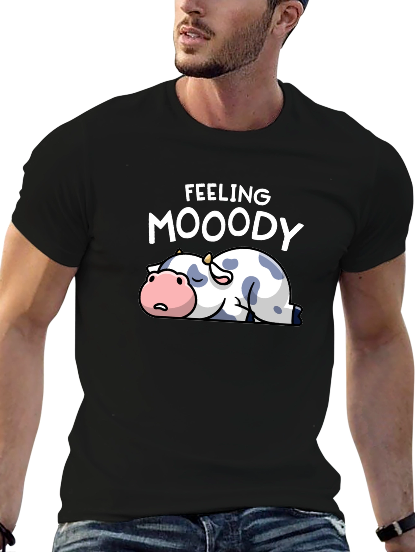 Feeling Moody Cow Graphic T-Shirt