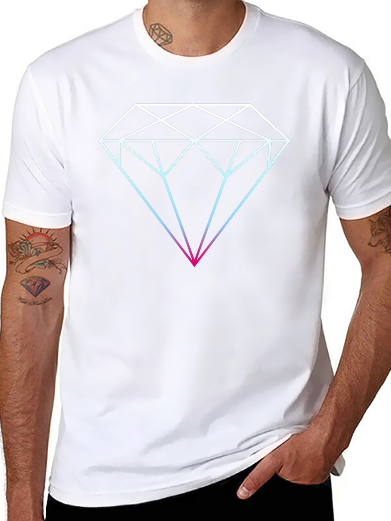 Geometric Diamond Graphic T-Shirt - Mens Black Tee