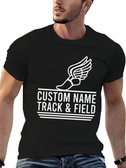 Custom Track & Field T-Shirt with Winged Shoe Design