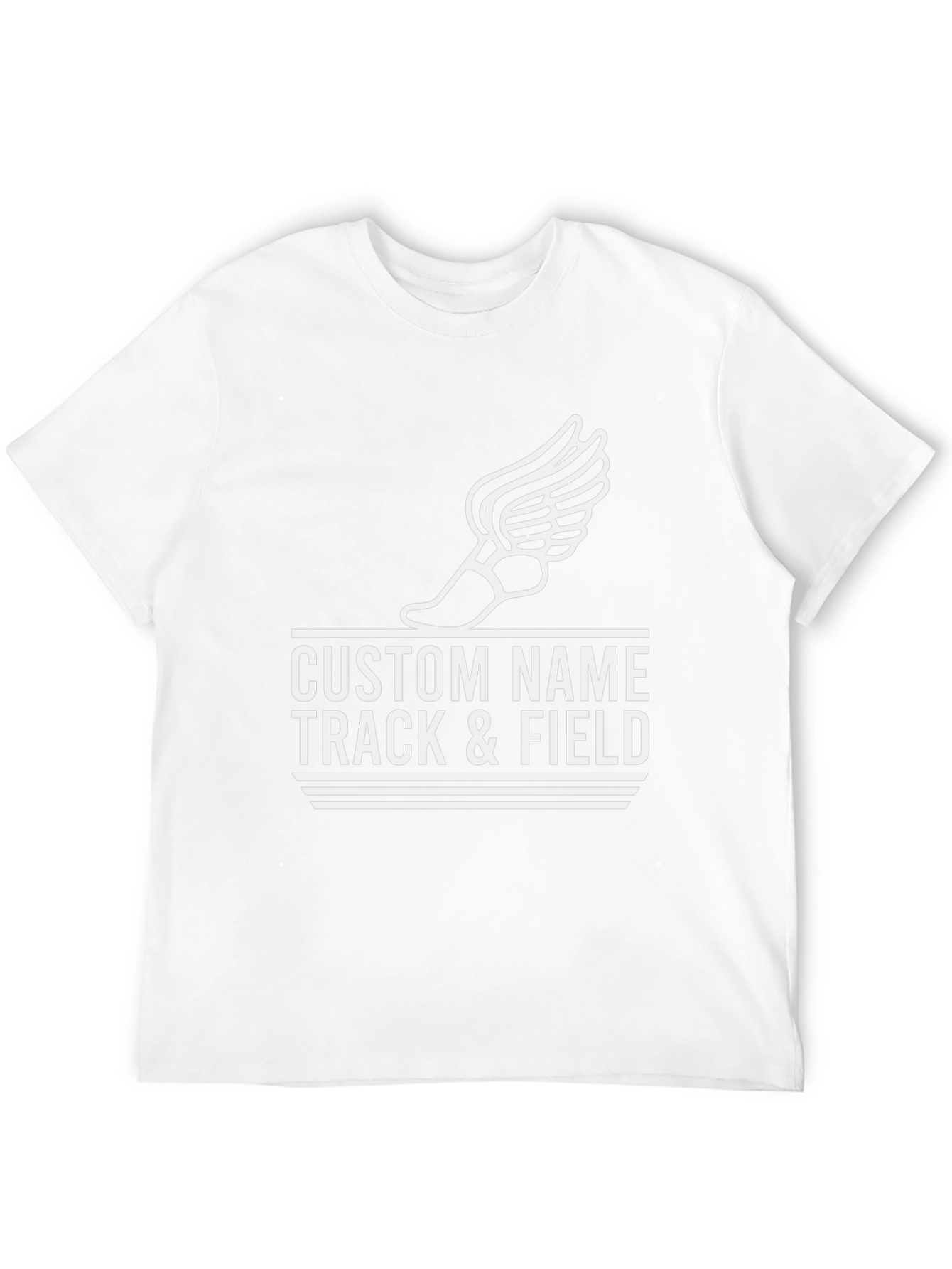 Custom Track & Field T-Shirt with Winged Shoe Design