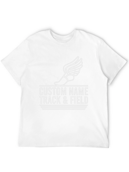 Custom Track & Field T-Shirt with Winged Shoe Design