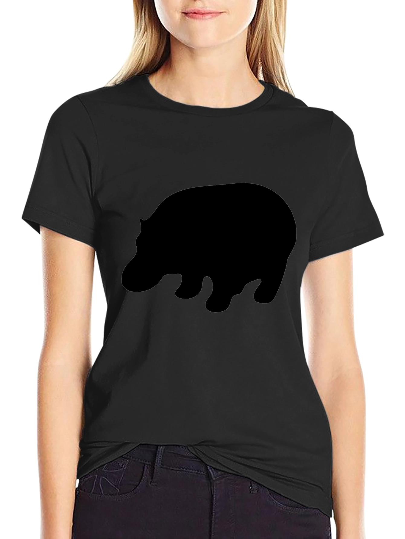 Hippo Silhouette Black T-Shirt
