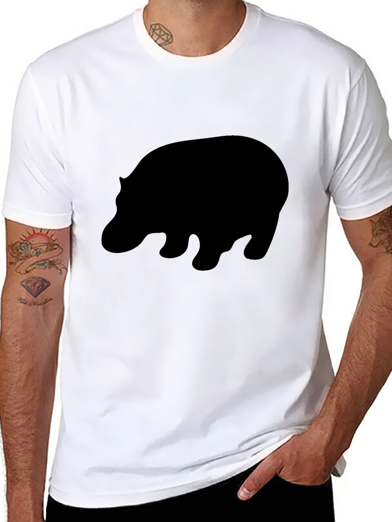 Hippo Silhouette Black T-Shirt