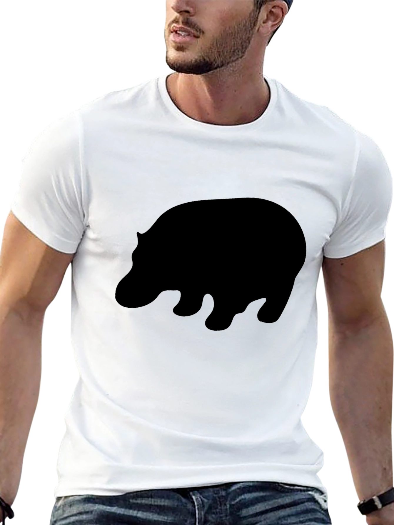 Hippo Silhouette Black T-Shirt