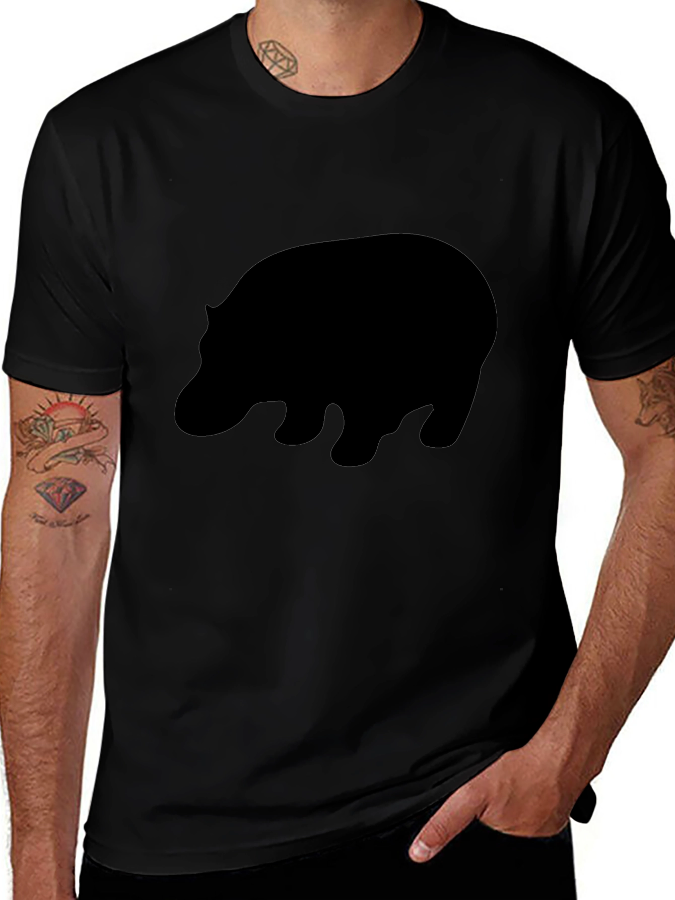 Hippo Silhouette Black T-Shirt