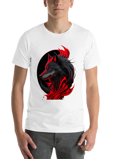 Black Wolf Graphic Tee - Red Accents